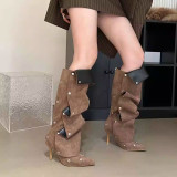 White Casual Buttons Patchwork Pointed Out Door Shoes
