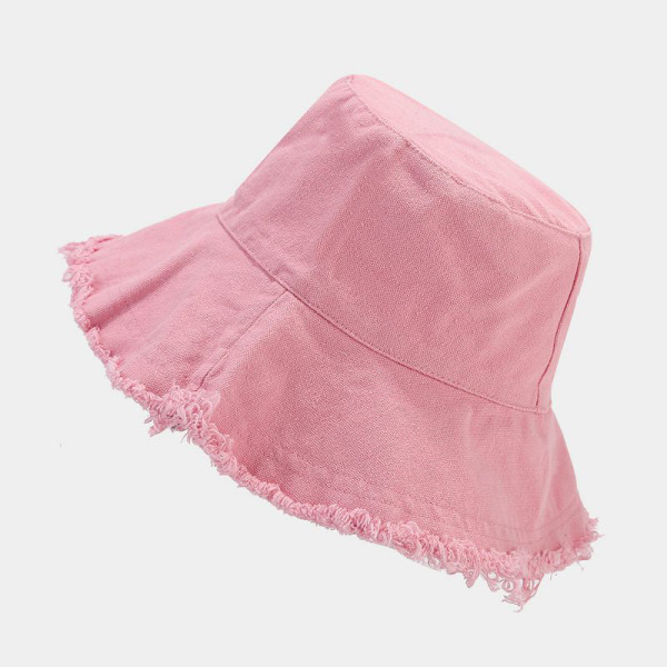 Deep Pink Street Solid Color Fringed Trim Patchwork Hat