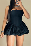 Black Formal Sleeveless Backless Strapless Ball Gown Party Evening Tube Mini Bubble Dresses