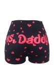 Black Casual Sportswear Letter Print Skinny High Waist Conventional Positioning Print Bottoms