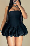 Black Formal Sleeveless Backless Strapless Ball Gown Party Evening Tube Mini Bubble Dresses