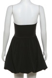 Black Formal Sleeveless Backless Strapless Ball Gown Party Evening Tube Mini Bubble Dresses