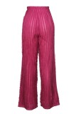 Rose Red Casual Solid Color Basic Regular High Waist Conventional Solid Color Trousers