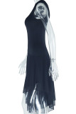 White Celebrities Solid Color Patchwork Irregular Hem Oblique Collar Irregular Dresses