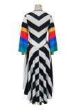 Green Casual Print Patchwork V Neck One Step Skirt Dresses
