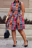 Multicolor Casual Sweet Daily Elegant Simplicity Mixed Printing Printing Contrast O Neck Dresses