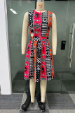 Multicolor Casual Sweet Daily Elegant Simplicity Mixed Printing Printing Contrast O Neck Dresses