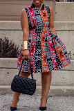 Multicolor Casual Sweet Daily Elegant Simplicity Mixed Printing Printing Contrast O Neck Dresses