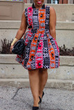 Multicolor Casual Sweet Daily Elegant Simplicity Mixed Printing Printing Contrast O Neck Dresses