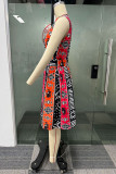 Multicolor Casual Sweet Daily Elegant Simplicity Mixed Printing Printing Contrast O Neck Dresses