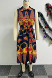 Multicolor Casual Street Daily Elegant Vacation Mixed Printing Printing Contrast Dresses
