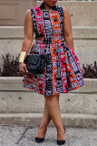 Multicolor Casual Sweet Daily Elegant Simplicity Mixed Printing Printing Contrast O Neck Dresses