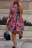 Multicolor Casual Sweet Daily Elegant Simplicity Mixed Printing Printing Contrast O Neck Dresses