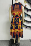 Multicolor Casual Street Daily Elegant Vacation Mixed Printing Printing Contrast Dresses