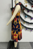 Multicolor Casual Street Daily Elegant Vacation Mixed Printing Printing Contrast Dresses