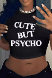 Black Sexy Print Patchwork O Neck T-Shirts