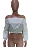 Black Casual Solid Color Backless Patchwork Off Shoulder Tops