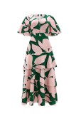 Multicolor Casual Irregular Printed Patchwork V Neck Long Dresses