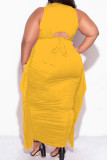 Light Blue Casual Solid Fold Plus Size Two Pieces