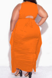 Light Blue Casual Solid Fold Plus Size Two Pieces