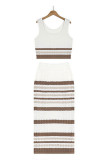Rose Red Sexy Striped Hollowed Out Weave Square Collar Sleeveless Two Pieces