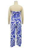 Tangerine Celebrities Stripe Zipper Patchwork Strapless Loose Jumpsuits
