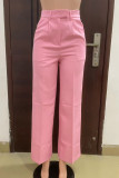 Black Casual Solid Color Pocket Zipper Patchwork Loose High Waist Wide Leg Patchwork Bottoms