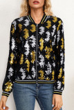 Multicolor Street Sequins Patchwork Zipper Outerwear