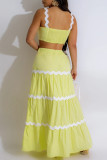 Blue Celebrities Patchwork Backless Ruched Square Neck Sleeveless Two Pieces