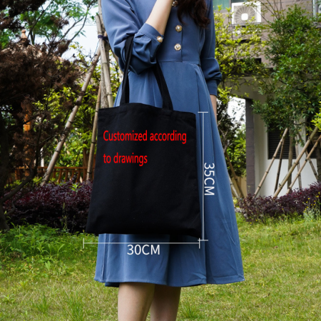 Black Casual Daily Solid Color Bags（Customized canvas bag, pictures can be provided by yourself.）