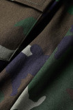 Camouflage Casual Camouflage Print Pocket Patchwork High Waist Regular Denim Shorts