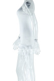 White Sexy Solid Color Patchwork Backless Ruffle Irregular Hem Spaghetti Strap Wrapped Skirt Dresses