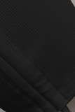 Black Casual Letters Patchwork Ruched Hot Drill Zipper Sleeveless Two Pieces