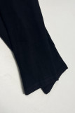 Black Casual Letters Patchwork O Neck Long Sleeve Two Pieces