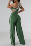 Green Sexy Casual Patchwork Backless Strapless Sleeveless Two Pieces