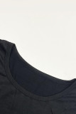 Black Casual Heart Shaped Patchwork Hot Drill O Neck Long Sleeve Two Pieces