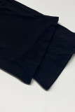 Black Casual Letters Patchwork O Neck Long Sleeve Two Pieces
