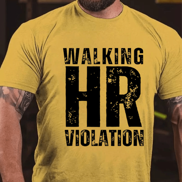 Yellow WALKING HR VIOLATION PRINTED MEN'S T-SHIRT