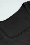 Black Casual Letters Patchwork Hot Drill Square Neck Short Sleeve Two Pieces