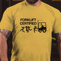 Yellow FORKLIFT CERTIFIED PRINTED MEN'S T-SHIRT