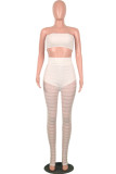 Red Casual Solid See-through Long Sleeve Three Pieces