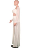 Red Casual Solid See-through Long Sleeve Three Pieces