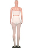 Red Casual Solid See-through Long Sleeve Three Pieces