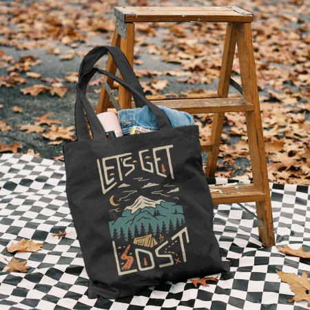 Black LET'S GET LOST PRINTED NATURAL LANDSCAPE BAG