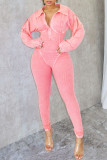 Black Casual Solid Color Patchwork V Neck Skinny Jumpsuits