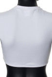 White Sexy Print Patchwork O Neck T-Shirts