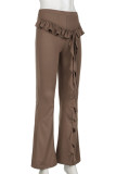 Brown Street Solid Color Patchwork Ruffle Regular Low Waist Patchwork Bottoms