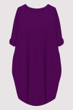 Burgundy Casual Letter Print Pocket O Neck Printed Dresses
