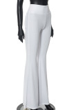 White Sexy Solid Color Pocket Patchwork Regular Low Waist Speaker Patchwork Bottoms