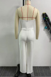 Yellow Sexy Casual Street Daily Vacation Buttons Solid Color Regular Jumpsuits